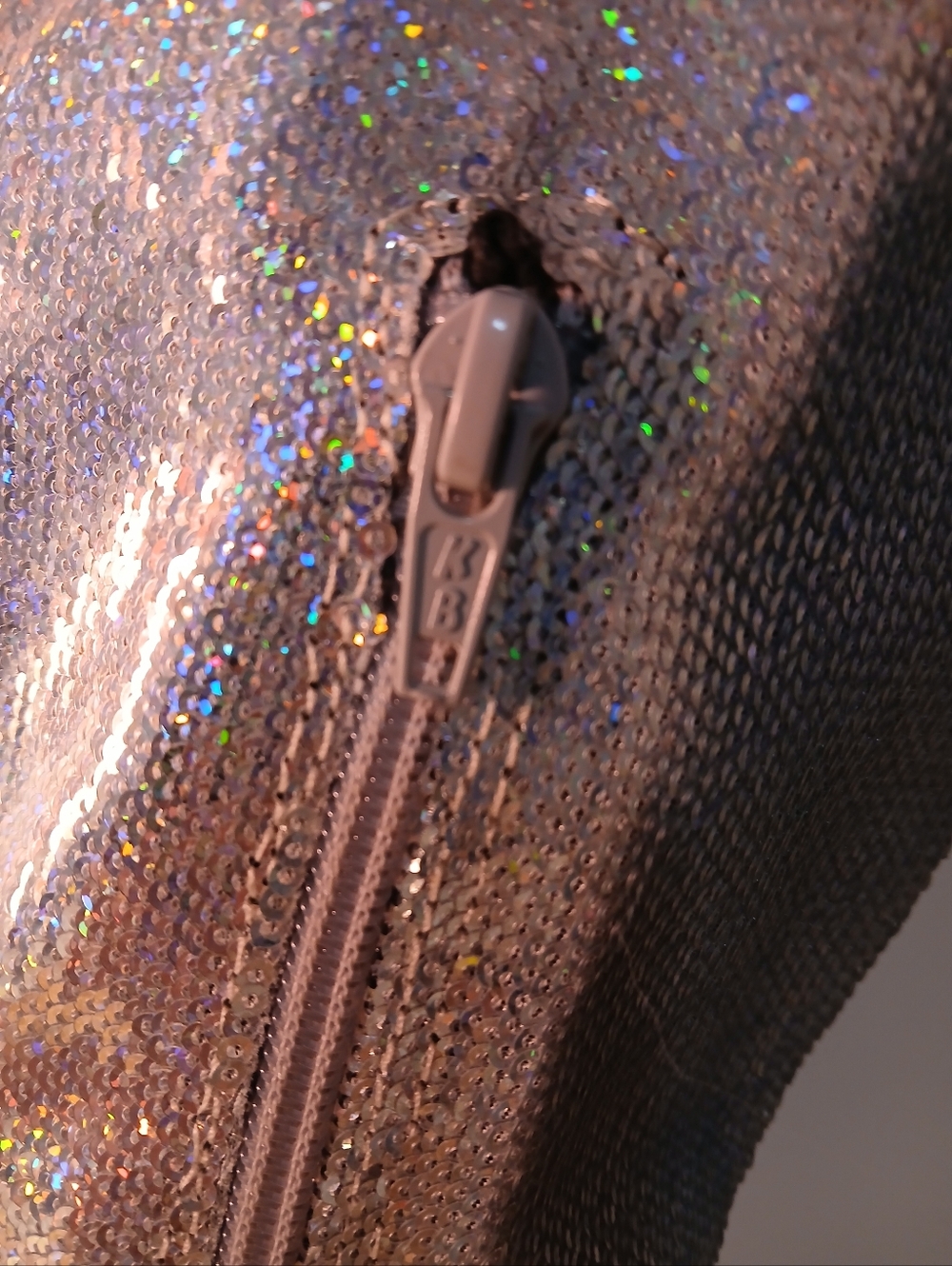 L'INTERVALLE Silver Sequin Over-the-Knee Stiletto Boot - Picture 2 of 6